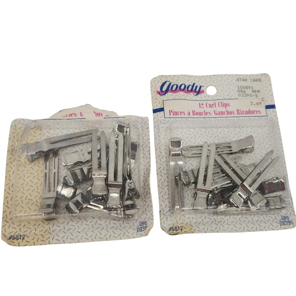 Goody Curl Clips Silver Nickel Plated Steel 24 clips Vintage 1994 Hair Styling
